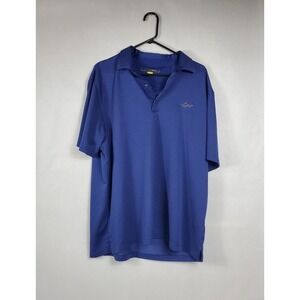 Greg Norman Play Dry Blue Geometric Micro Print Polo Shirt Mens XXL Shark Logo